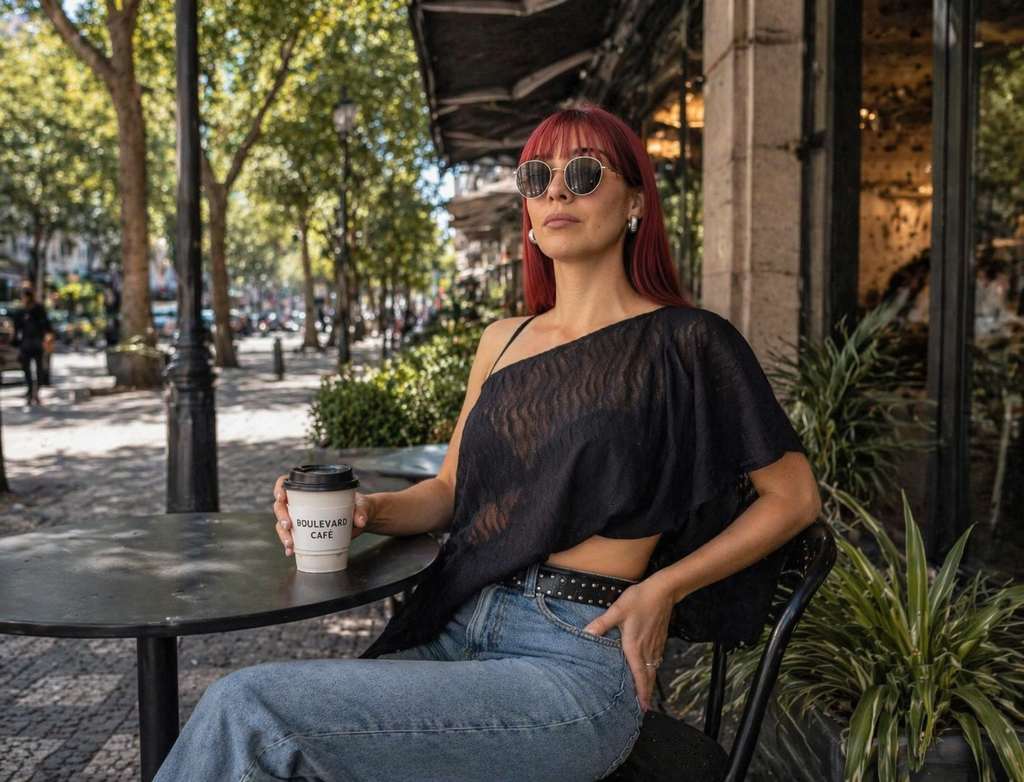 Tapado Asimétrico de Tejido Negro – Talla Standard